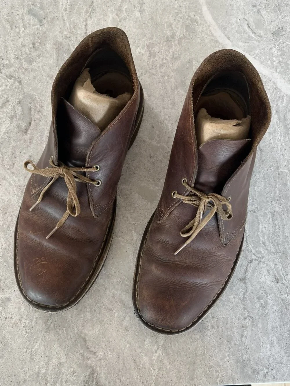 Clarks Originals Desert Mens 10 M Chukka Boots Beeswax Brown Leather Crepe Sole
